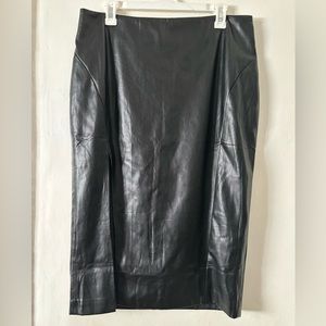 Faux Leather Pencil Skirt w/ High Slit - Size XL - NWT